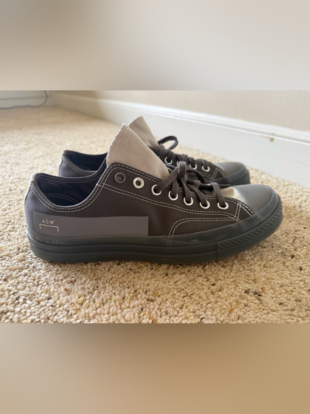 A-COLD-WALL* Black and Light Gray Low-Top Canvas Sneakers